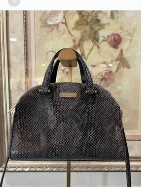 Kate Spade Parliament Square Grey/Black Snake Leather Mini Mira Satchel w/COA